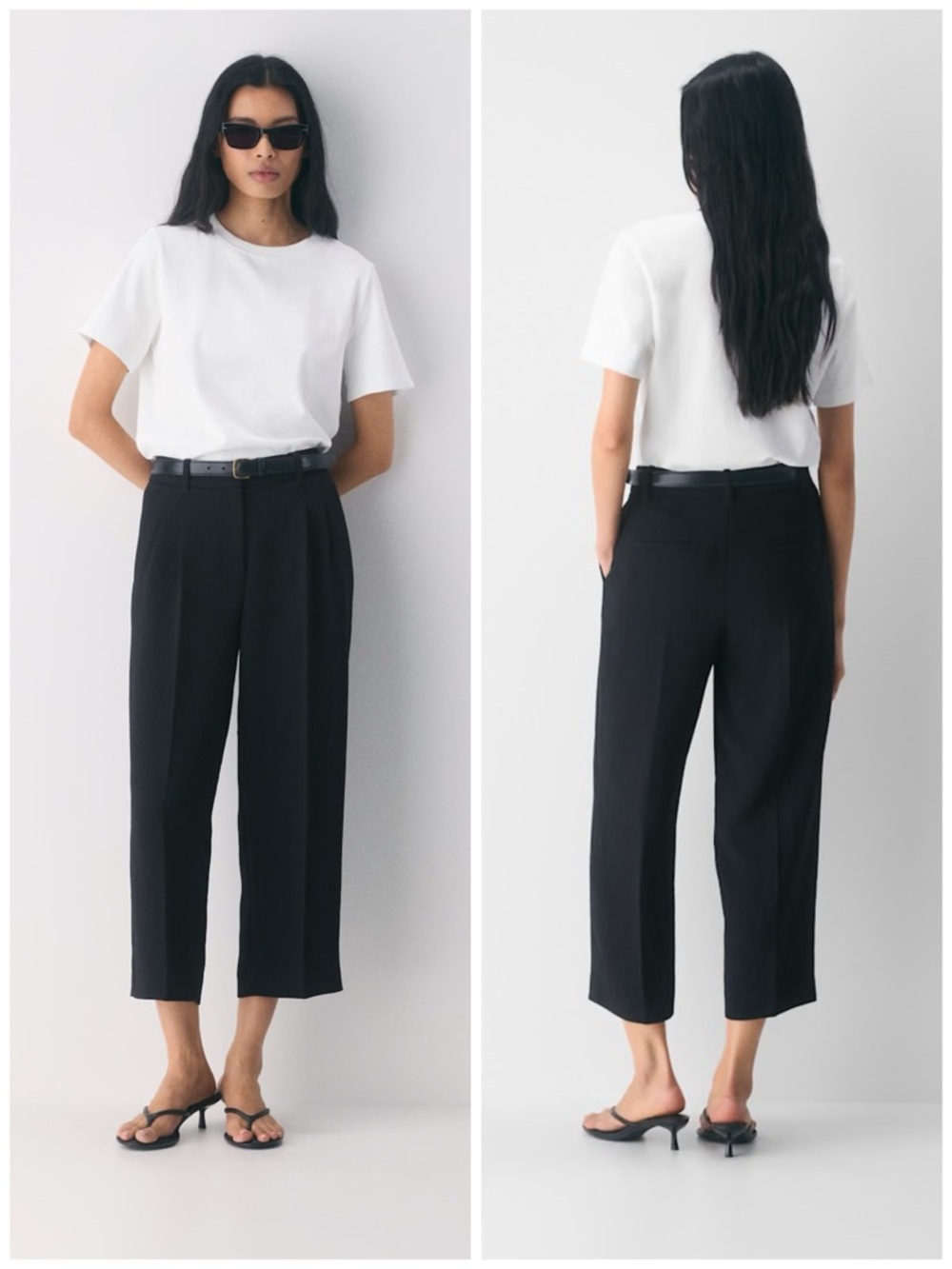 Wilfred Black Pleated The Effortless Cropped Wide Leg Crepette Pant Sz 4 Staple